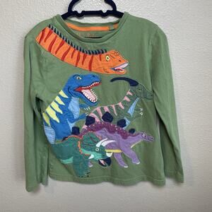 Mini Boden Boys 6 / 7 Dinosaurs Appliqué Long Sleeve Shirt Green Sri Lanka